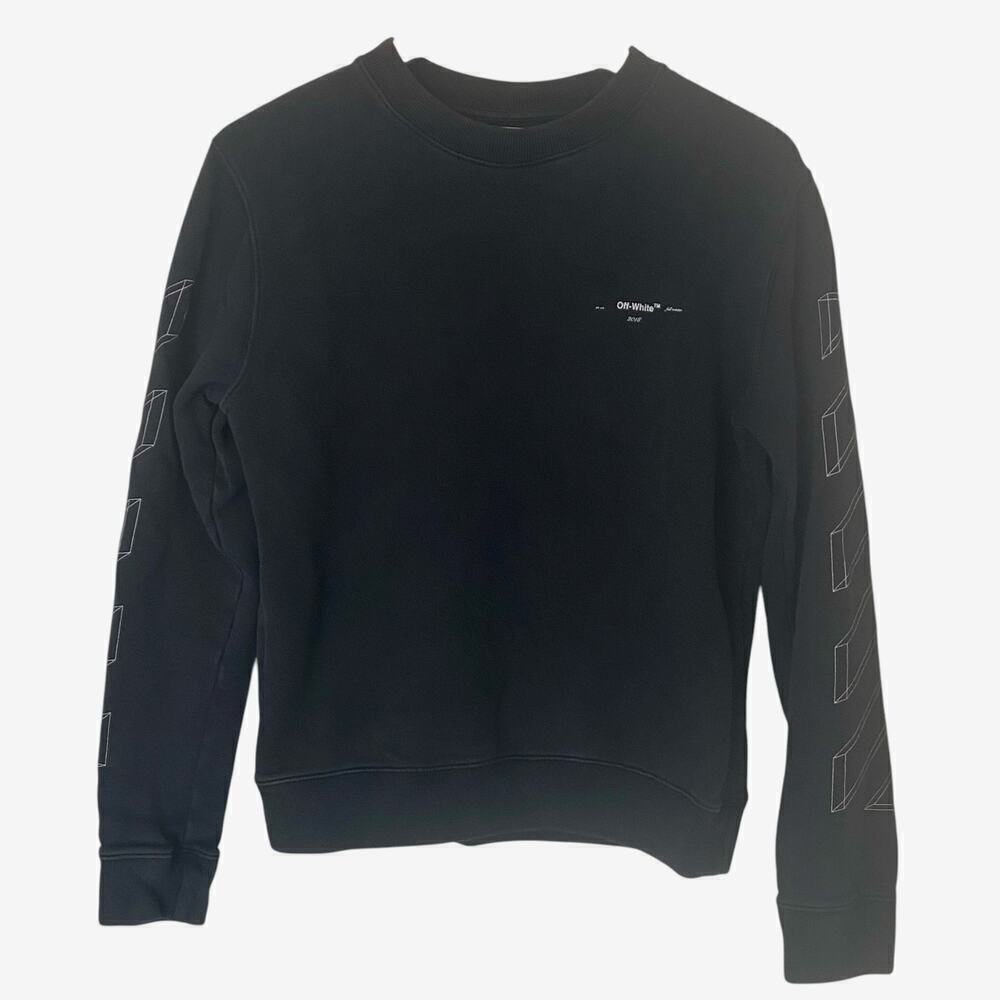 OFF-WHITE 3D Line Diag Arrows Logo Sweatshirt in Washed Black, Size Small